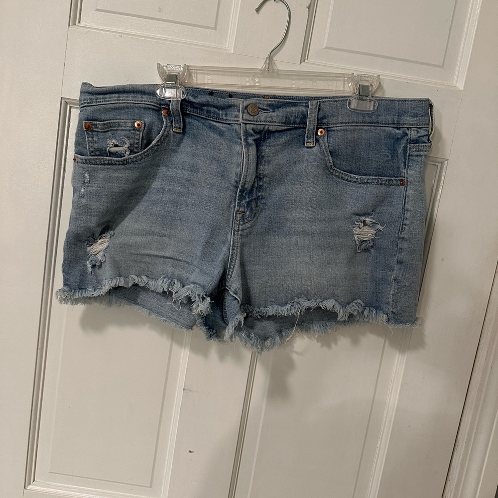 GAP Blue Jean Shorts Distressed Frayed Hem